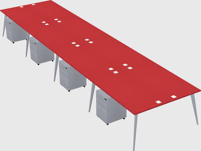 Shared rectangular office desk system