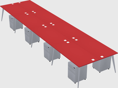 Shared rectangular office desk system