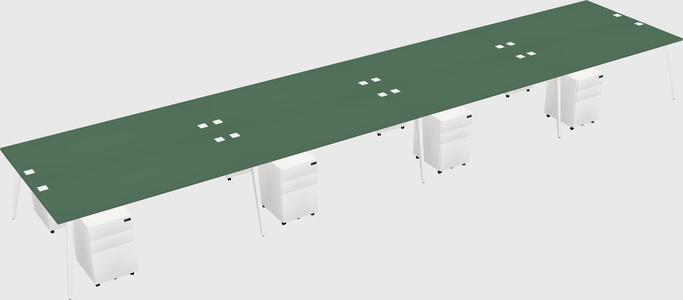 Shared rectangular office desk system