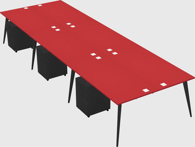 Shared rectangular office desk system