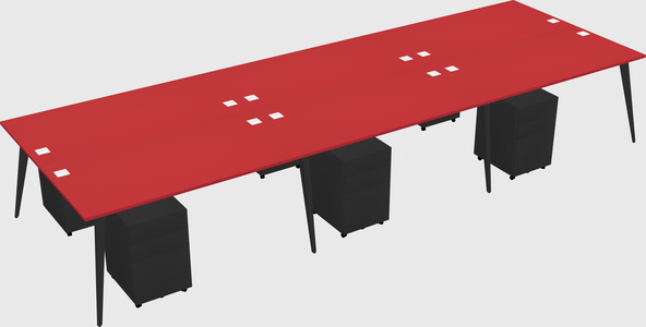 Shared rectangular office desk system