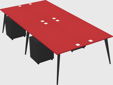 Shared rectangular office desk system