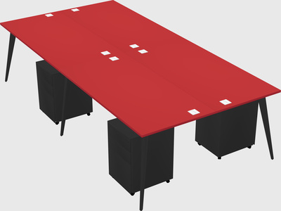 Shared rectangular office desk system