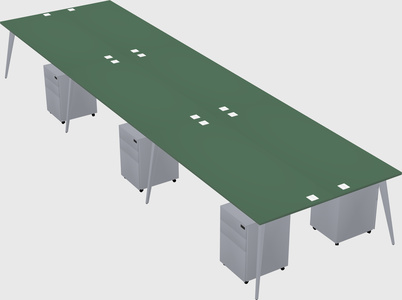 Shared rectangular office desk system