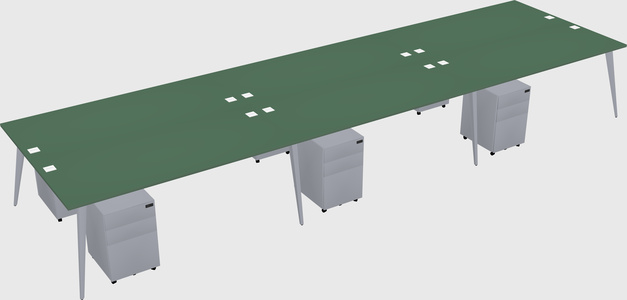 Shared rectangular office desk system