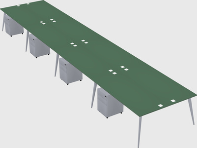 Shared rectangular office desk system