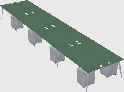 Shared rectangular office desk system