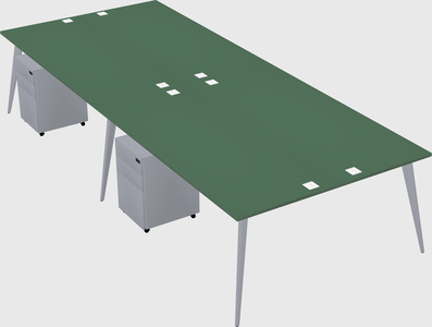 Shared rectangular office desk system