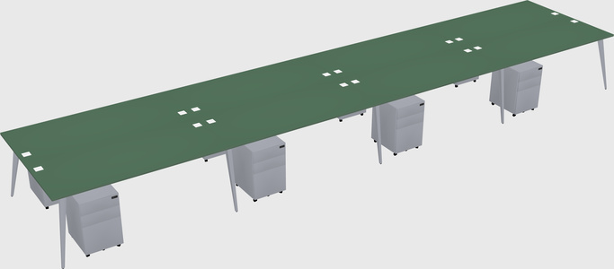 Shared rectangular office desk system