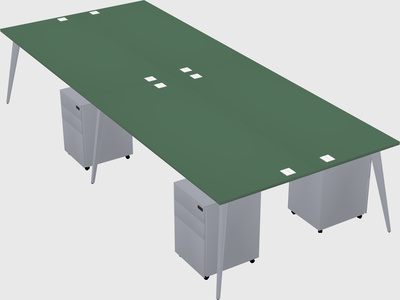 Shared rectangular office desk system
