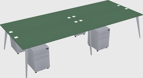 Shared rectangular office desk system