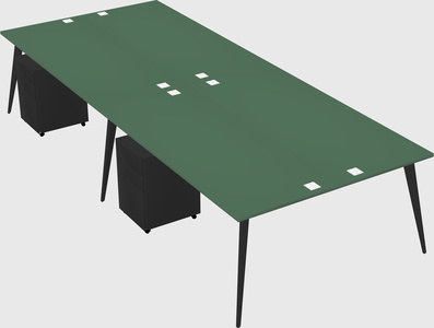 Shared rectangular office desk system
