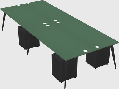 Shared rectangular office desk system
