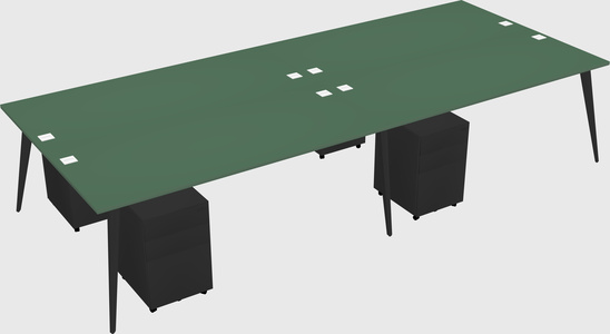 Shared rectangular office desk system
