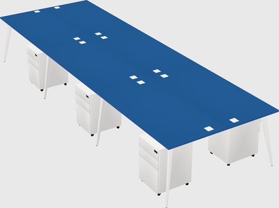 Shared rectangular office desk system