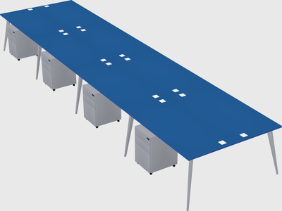 Shared rectangular office desk system