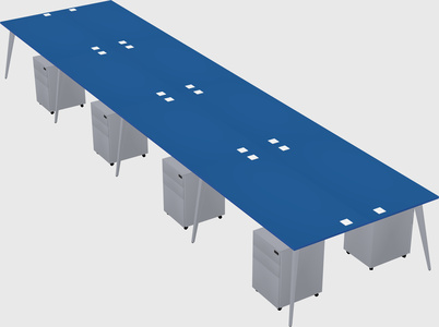 Shared rectangular office desk system