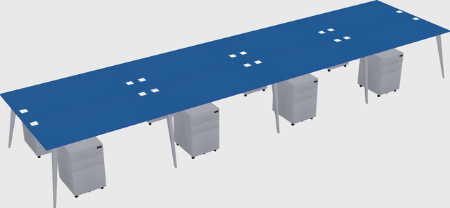 Shared rectangular office desk system
