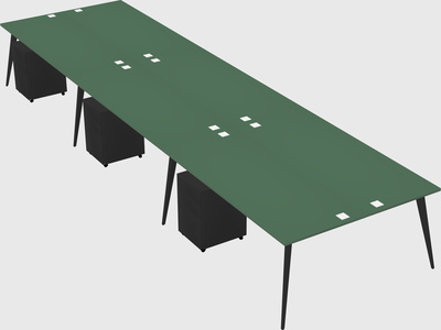 Shared rectangular office desk system