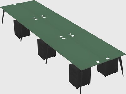 Shared rectangular office desk system