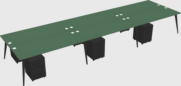 Shared rectangular office desk system
