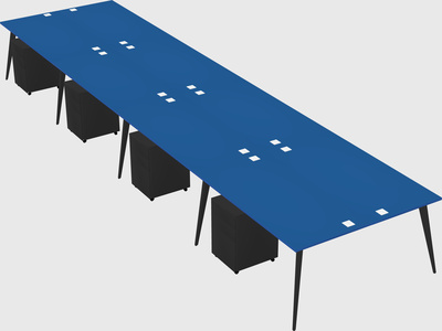 Shared rectangular office desk system