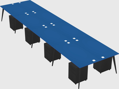 Shared rectangular office desk system