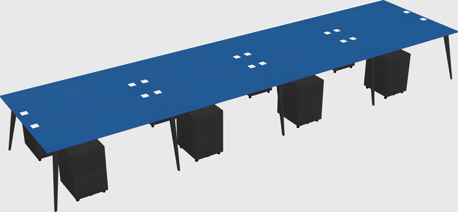 Shared rectangular office desk system