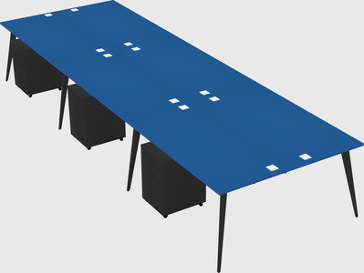 Shared rectangular office desk system