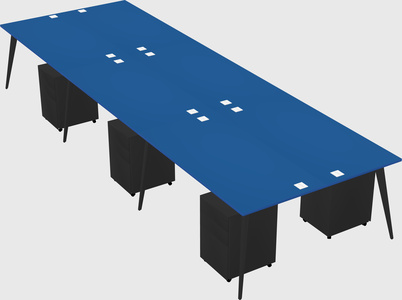 Shared rectangular office desk system