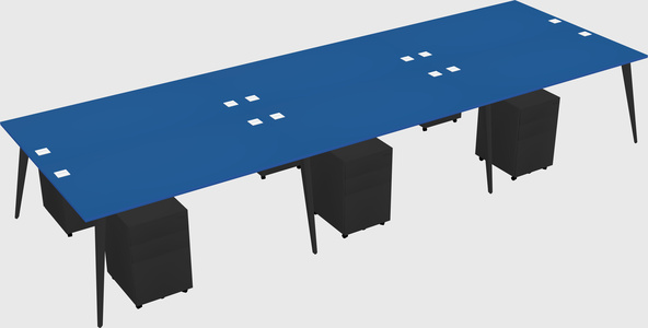 Shared rectangular office desk system