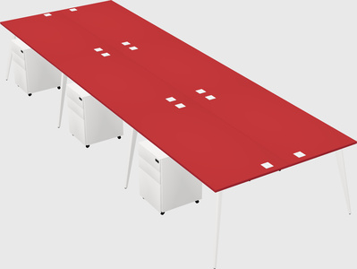 Shared rectangular office desk system
