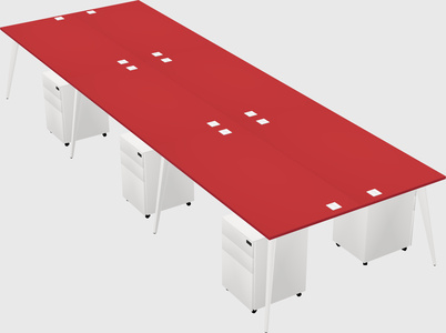 Shared rectangular office desk system
