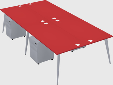 Shared rectangular office desk system