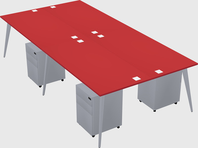 Shared rectangular office desk system