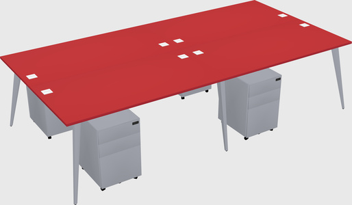 Shared rectangular office desk system