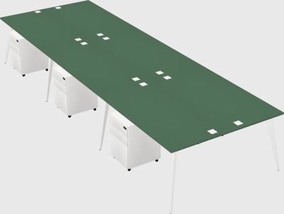 Shared rectangular office desk system
