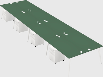 Shared rectangular office desk system