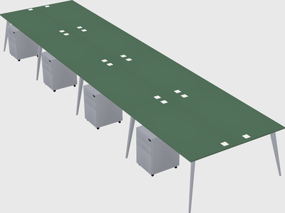 Shared rectangular office desk system
