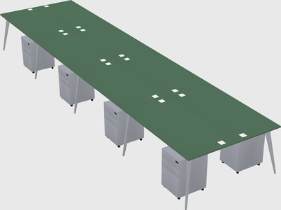 Shared rectangular office desk system