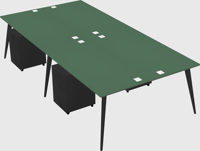 Shared rectangular office desk system