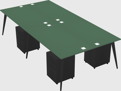 Shared rectangular office desk system