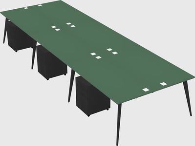 Shared rectangular office desk system