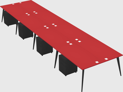 Shared rectangular office desk system