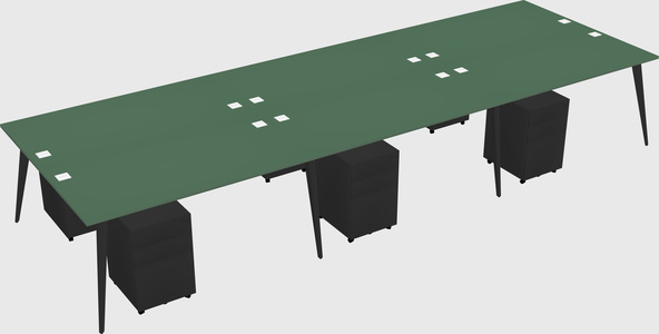 Shared rectangular office desk system