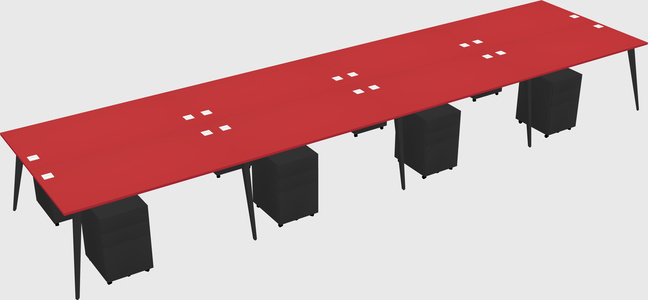 Shared rectangular office desk system