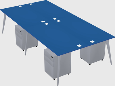 Shared rectangular office desk system