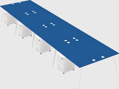 Shared rectangular office desk system
