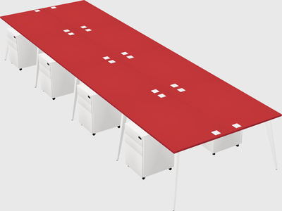 Shared rectangular office desk system
