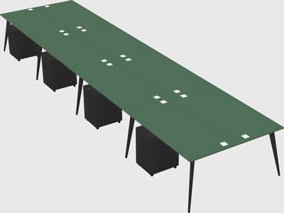 Shared rectangular office desk system
